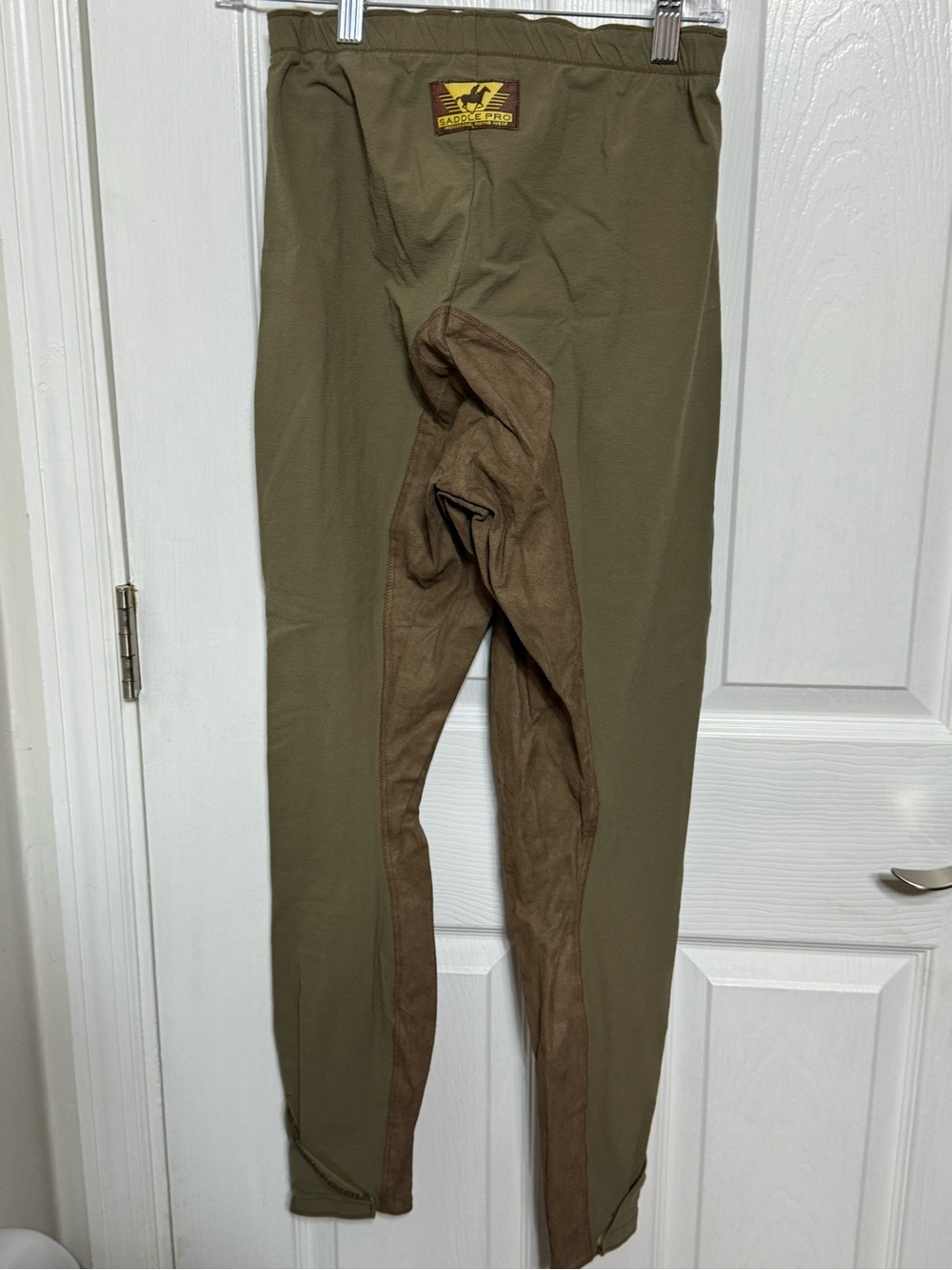 Parajumpers Olive Riding Breeches with Brown Seat Panel Saddle Pro schoeller